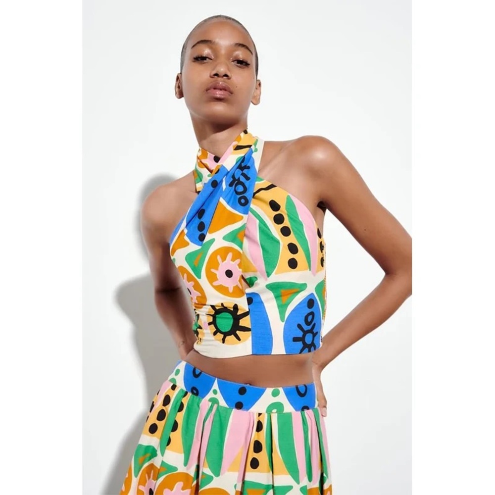 Zara High Waisted Printed Voluminous Maxi Skirt - Picture 3 of 4